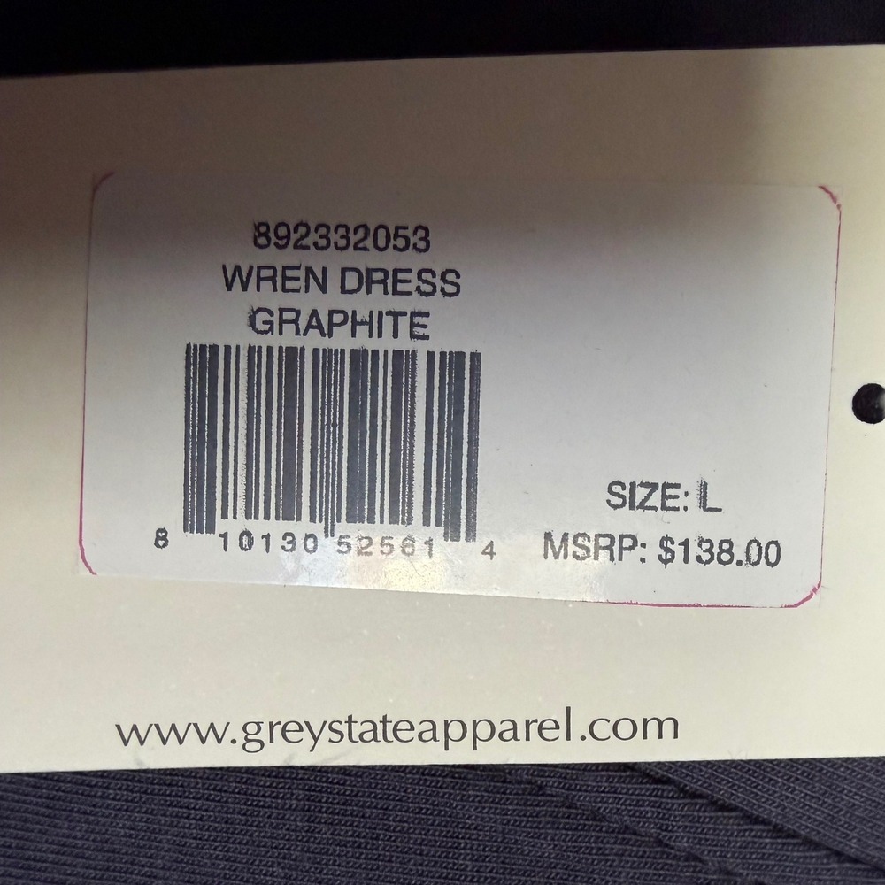 Grey State Midi Dress Wren Graphite Versatile Sustainable Minimalist Large NWT - Picture 10 of 10